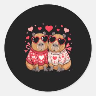 Valentines day cute valentine capybara classic round sticker