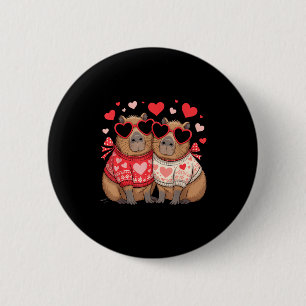Valentines day cute valentine capybara lover 6 cm round badge