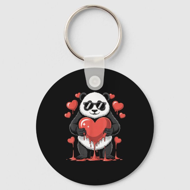Valentines day cute valentine panda lover  key ring (Front)