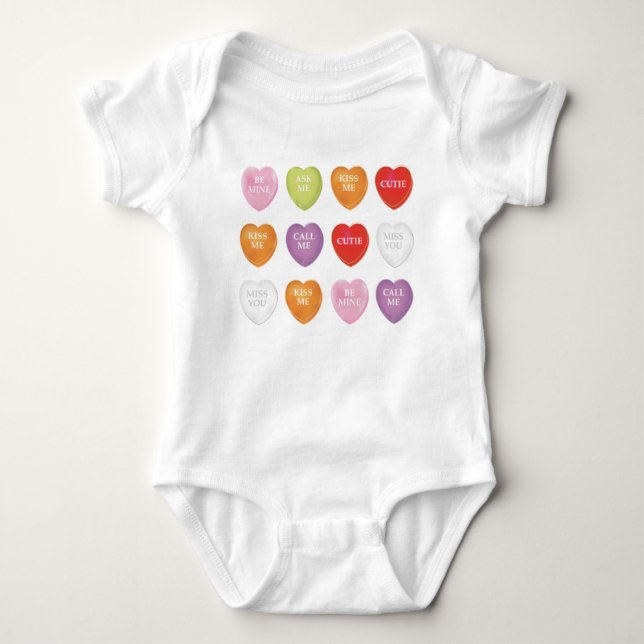 Valentine's Day Cute Vintage Heart Custom Baby Bodysuit (Front)