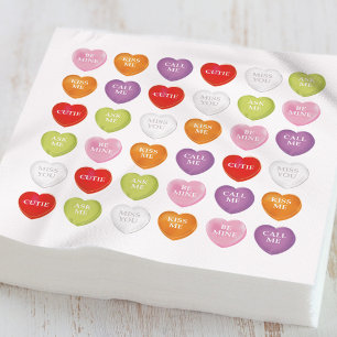 Valentine's Day Cute Whimsical Heart Candy Napkin