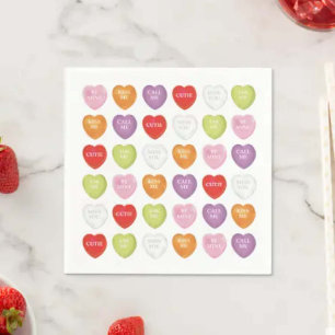 Valentine's Day Cute Whimsical Heart Candy Napkin