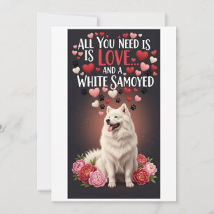 Valentine's Day Cute white samoyed  Photo cuddle Holiday Card