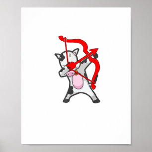 Valentines Day Dabbing Cow Cupid Bow  Poster