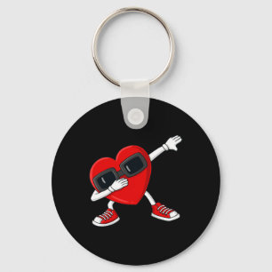 Valentines Day Dabbing Heart Fun Boys Girl Kids Key Ring