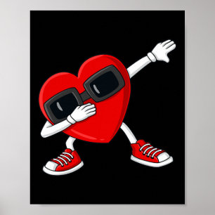 Valentines Day Dabbing Heart Fun Boys Girl Kids  Poster