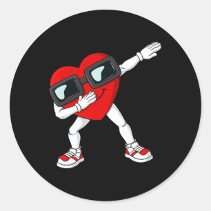Valentines Day Dabbing Heart Fun Boys Toddler Kids Classic Round Sticker