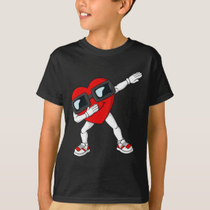 Valentines Day Dabbing Heart Fun Boys Toddler Kids T-Shirt