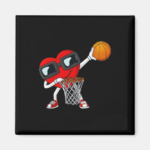 Valentines Day Dabbing Heart Holding A Basketball Magnet