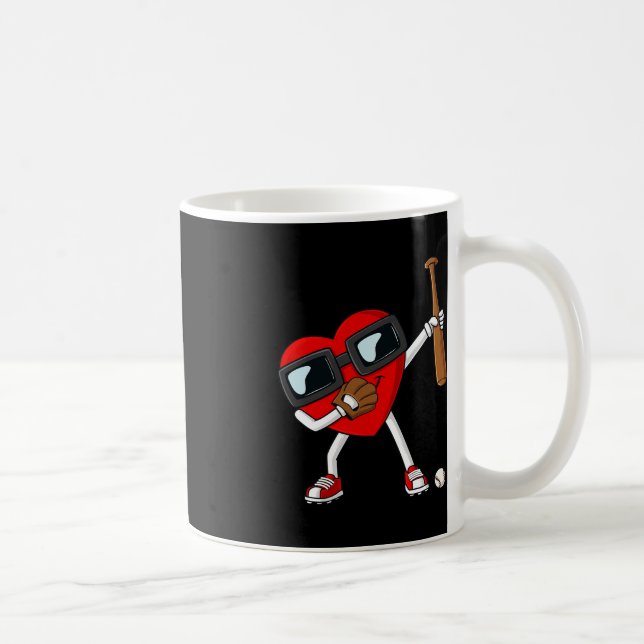 Valentines Day Dabbing Heart With Baseball Bat Boy Coffee Mug (Right)
