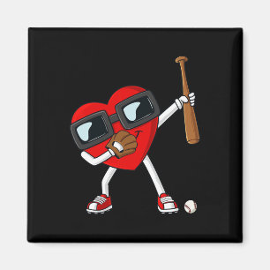 Valentines Day Dabbing Heart With Baseball Bat Boy Magnet