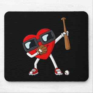 Valentines Day Dabbing Heart With Baseball Bat Boy Mouse Pad