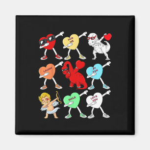 Valentines Day Dabbing Hearts Cupid T Rex Dino Dab Magnet