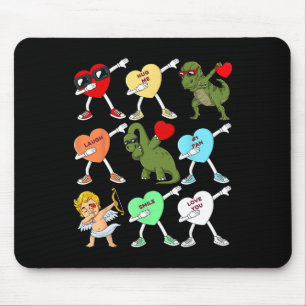 Valentines Day Dabbing Hearts Cupid T Rex Dino Dab Mouse Pad