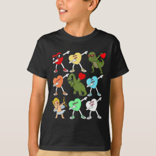 Valentines Day Dabbing Hearts Cupid T Rex Dino Dab T-Shirt