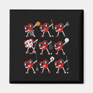 Valentines Day Dabbing Hearts Sports Player Dab Bo Magnet