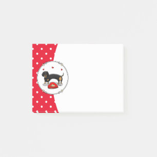 Valentine's Day Dachshund (black & tan) - Cute dog Post-it Notes