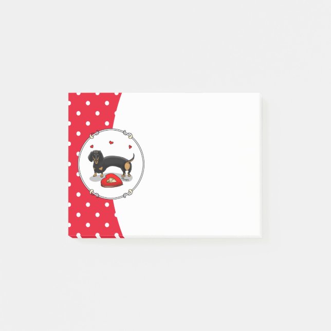 Valentine's Day Dachshund (black & tan) - Cute dog Post-it Notes (Front)