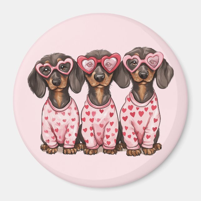 Valentines Day Dachshund Dogs Magnet (Front)