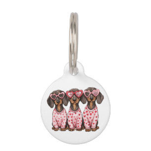 Valentines Day Dachshund Dogs Pet Tag