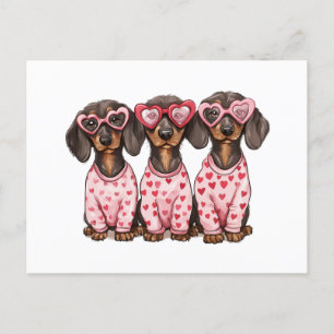 Valentines Day Dachshund Dogs Postcard