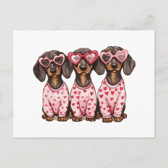 Valentines Day Dachshund Dogs Postcard (Front)