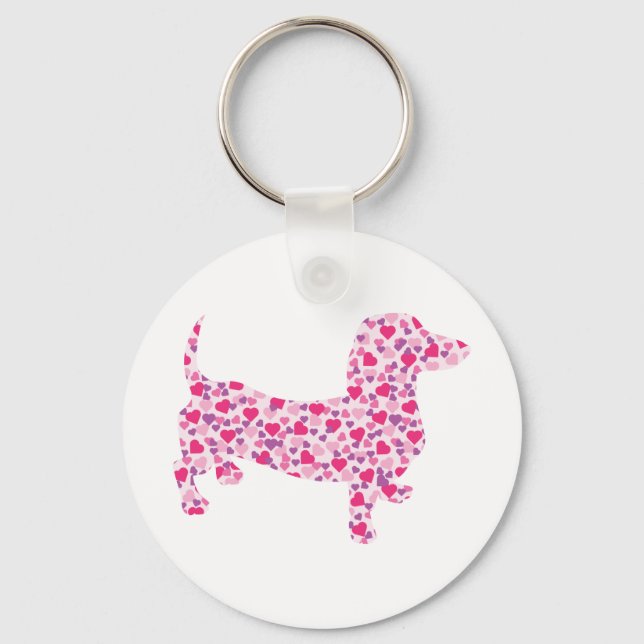 Valentine's Day Dachshund Key Ring (Front)