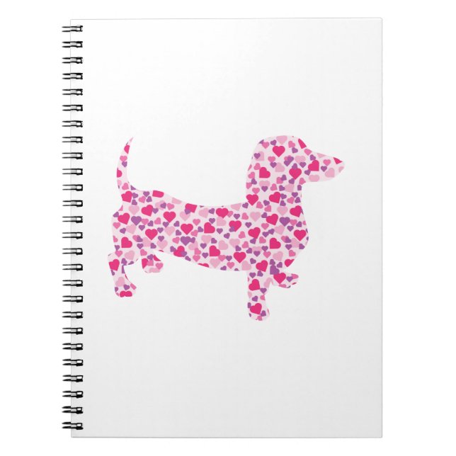Valentine's Day Dachshund Spiral Notebook (Front)