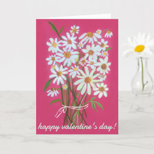VALENTINES DAY Daisy Bouquet Customised Pink Card