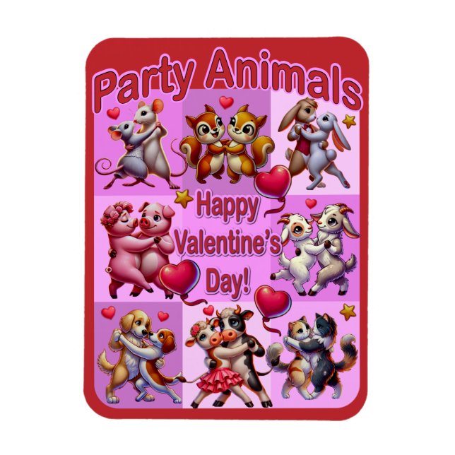 Valentine's Day Dancing Couples "Party Animals" Magnet (Vertical)