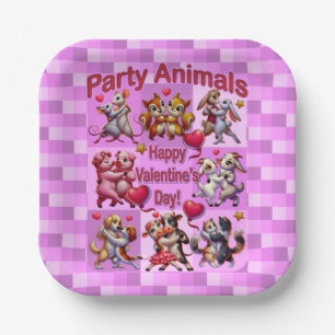 Valentine's Day Dancing Couples "Party Animals" Paper Plate