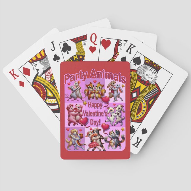 Valentine's Day Dancing Couples "Party Animals" Playing Cards (Back)