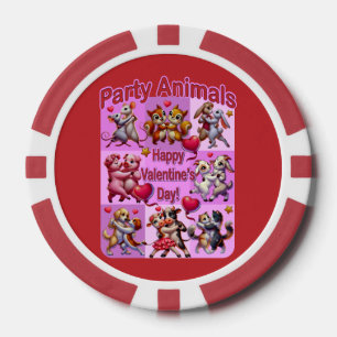 Valentine's Day Dancing Couples "Party Animals" Poker Chips