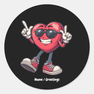 Valentines Day Dancing Heart Boys Girls Love Classic Round Sticker