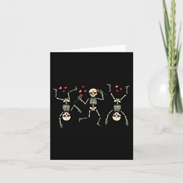 Valentines Day Dancing Skeletons Funny Bones Men W Card (Front)