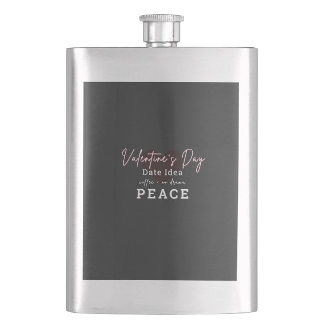 Valentines Day Date Idea, Coffe No Drama Peace Hip Flask (Front)