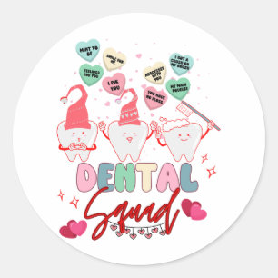 Valentines Day Dental Squad Coworkers Group Match Classic Round Sticker
