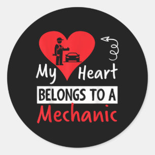Valentines Day Design - My Heart Belongs To A Mech Classic Round Sticker