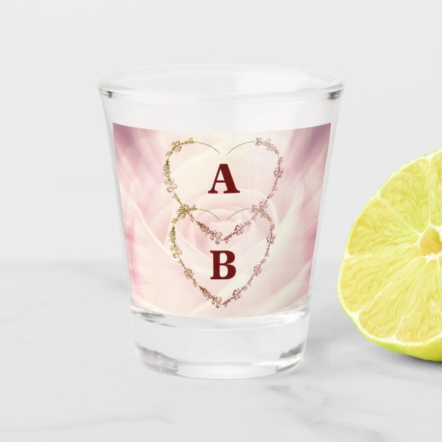 Valentine's Day design Shot Glass. Glass (Front)