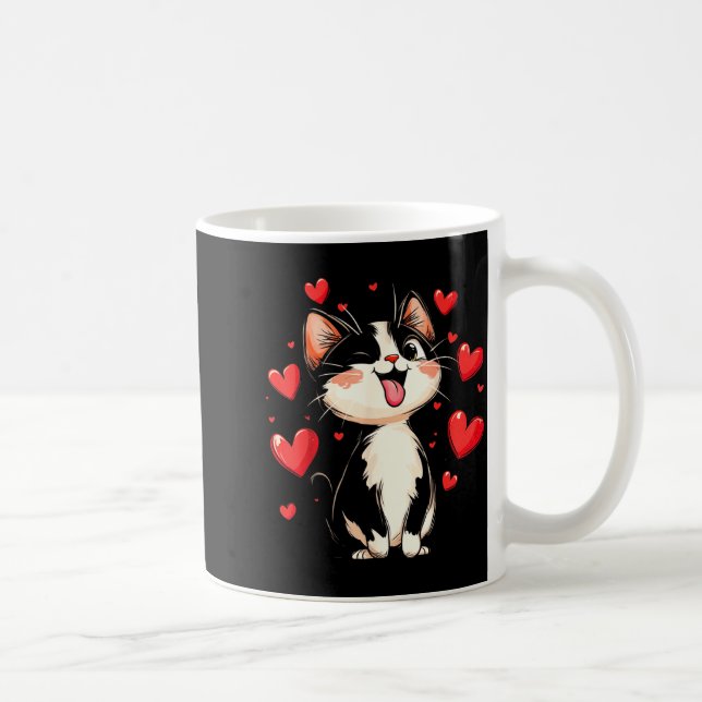 Valentines Day Design With A Cat On It  Coffee Mug (Right)