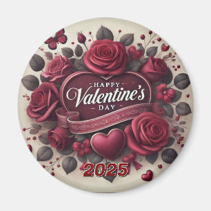 Valentine's Day Design With Roses and Heart    Magnet