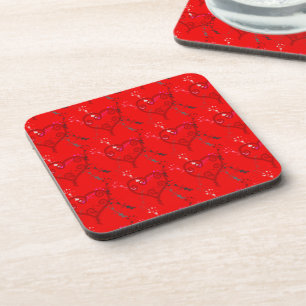 VALENTINE'S DAY DESIGNER COASTERS - 6 - RED GIFTS