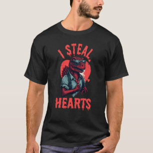 Valentine's Day Dinosaur I Steal Hearts Boys Men L T-Shirt