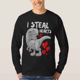 Valentines Day Dinosaur I Steal Hearts Boys Men Lo T-Shirt
