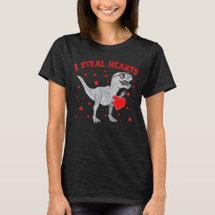 Valentines Day Dinosaur I Steal Hearts Boys Men Lo T-Shirt