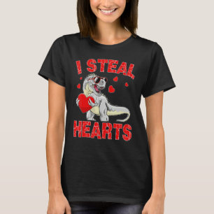 Valentines Day Dinosaur I Steal Hearts Boys Men Lo T-Shirt