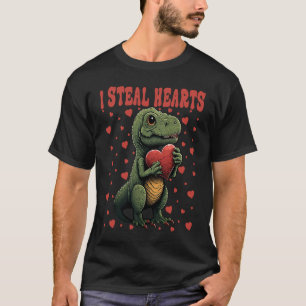 Valentines Day Dinosaur I Steal Hearts Trex Lover T-Shirt