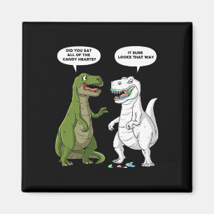 Valentines Day Dinosaur T Rex Fun Hearts Girls Boy Magnet