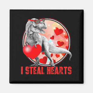 Valentines Day Dinosaur T Rex I Steal Hearts Funny Magnet