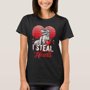 Valentines Day Dinosaur T rex Lover I Steal Hearts T-Shirt